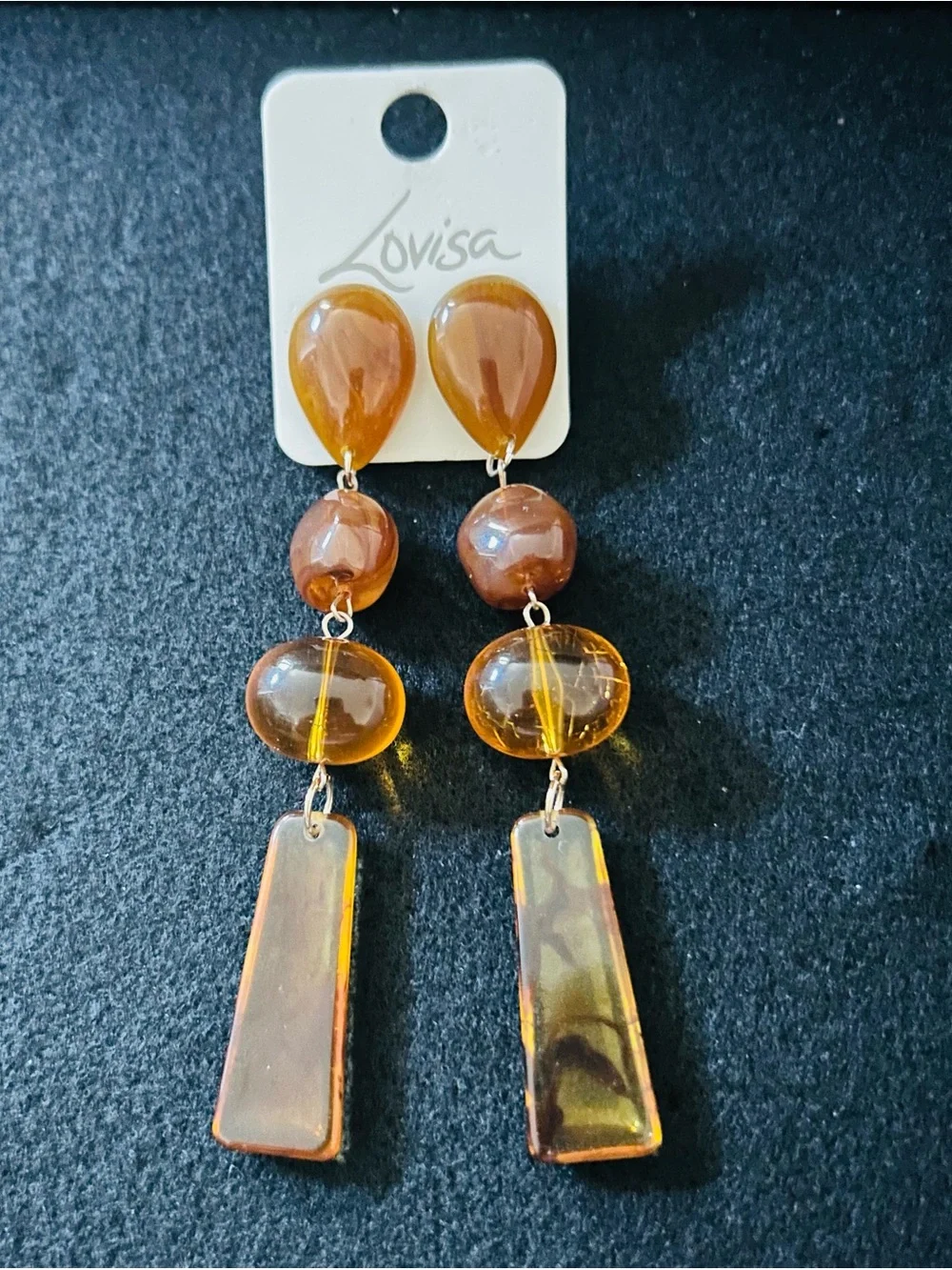 Lovisa Lightweight Amber Colored Drop Dangle Earrings NWOT